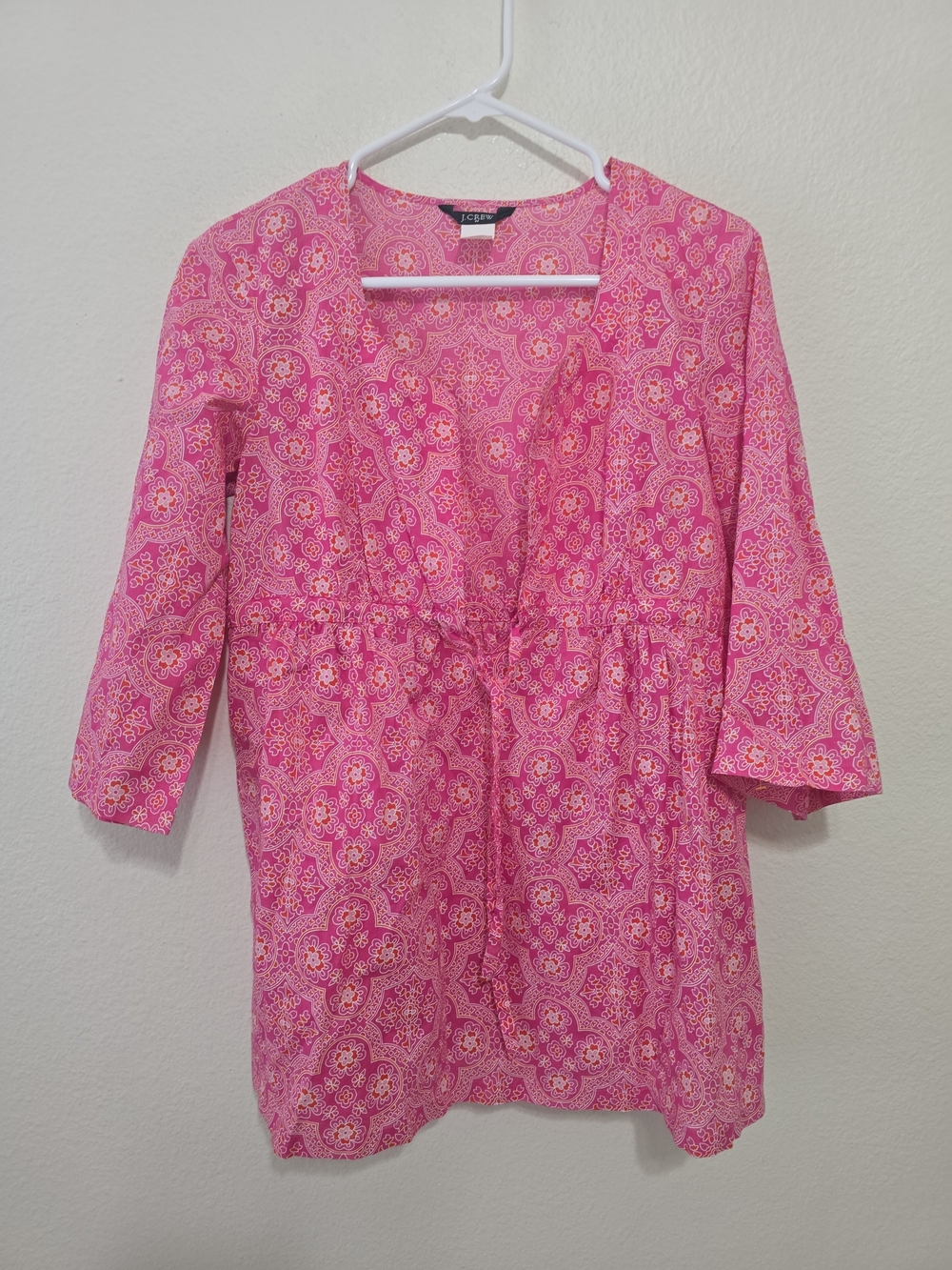 J. Crew Pink Paisley Cotton Tunic Top